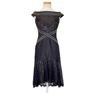 Tadashi Shoji Black Off Shoulder Lace Dress M